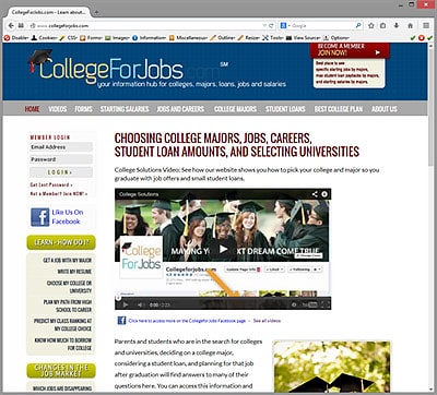 College for Jobs advanced website design