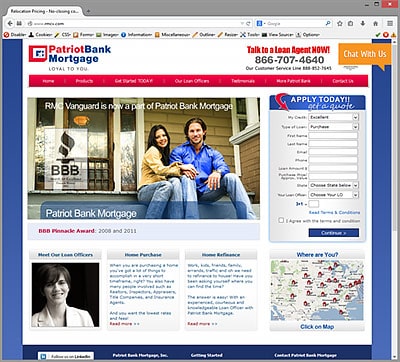 Patriot Bank Mortgage website