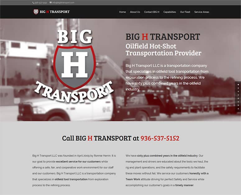 Big H Transport Web Design by WebWize